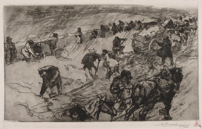 Combate contra la nieve, Quai aux Fleurs, 1890 de Auguste Louis Lepère