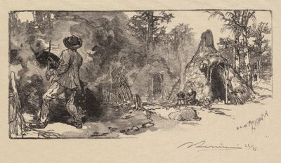 Bosque de Fontainebleau: Los carboneros, 1890 de Auguste Louis Lepère