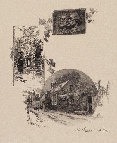 Bosque de Fontainebleau: Entrada al estudio de Rousseau y la casa de Millet de Auguste Louis Lepère