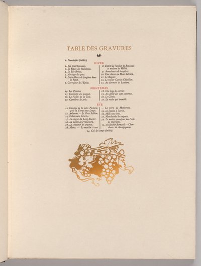 Bosque de Fontainebleau: Uvas, Cul-de-lampe Tabla de grabados La Forêt de Fontainebleau..., 1908 de Auguste Louis Lepère