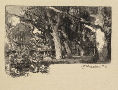 Bosque de Fontainebleau: Mediodía bajo los Árboles La Forêt de Fontainebleau: Midi sous bois, 1890 de Auguste Louis Lepère