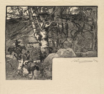 Bosque de Fontainebleau: Paseo a caballo en Mont-Gérard, La Forêt de Fontainebleau, 1890 de Auguste Louis Lepère