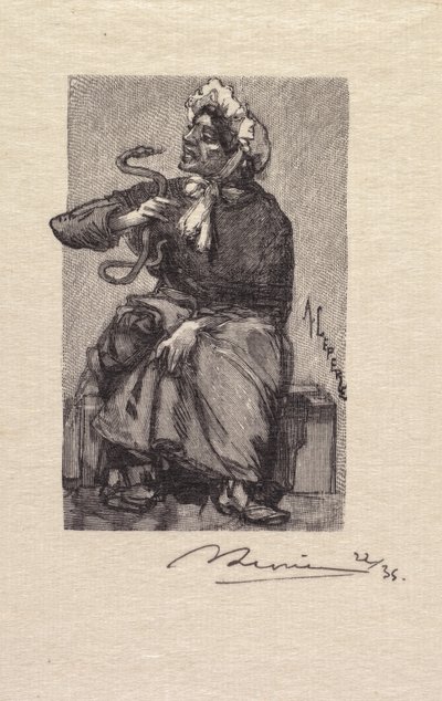 Bosque de Fontainebleau: Marchante de Serpientes de Auguste Louis Lepère