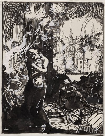 El fuego de Lovaina de Auguste Louis Lepère