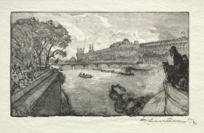 El Louvre, visto desde el Puente Nuevo de Auguste Louis Lepère