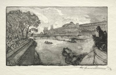 El Louvre, visto desde el Pont Neuf, 1890 de Auguste Louis Lepère