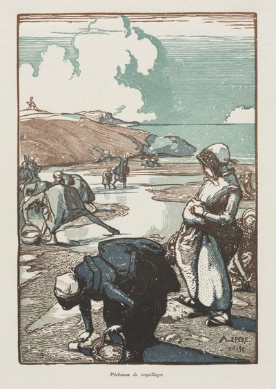 Las pescadoras del piñón, Saint-Jean-de-Mont de Auguste Louis Lepère