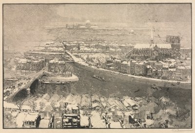 París bajo la nieve, 1890 de Auguste Louis Lepère