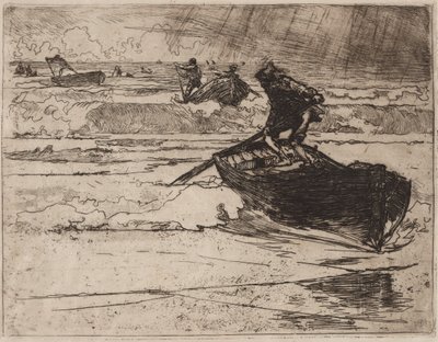 Pescadores huyendo de la tormenta de Auguste Louis Lepère