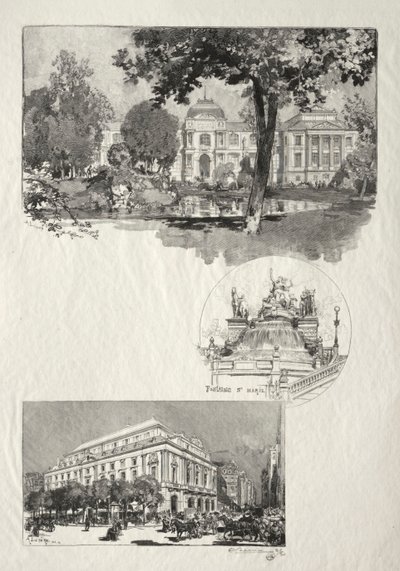 Rouen Illustré: La Musée; Fontaine St. Marie; Le Théâtre des Arts de Auguste Louis Lepère