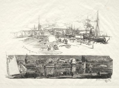 Rouen Illustré: Los nuevos muelles-La Isla La Croix, 1896 de Auguste Louis Lepère