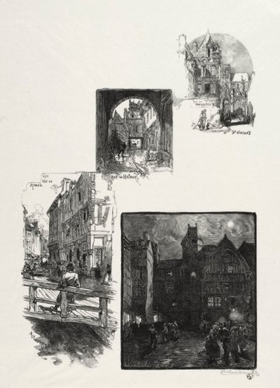 Rouen Illustré: Rue des Charretes; Rue de Halage; Rue Eau de Robec; Place des Arts de Auguste Louis Lepère