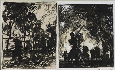 Escena nocturna, patrulla en el borde de un bosque, 1914 de Auguste Louis Lepère