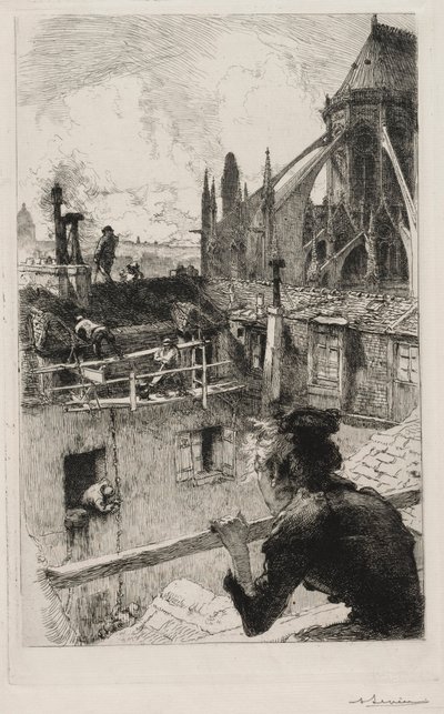 Sobre los tejados cerca de Notre Dame de Auguste Louis Lepère
