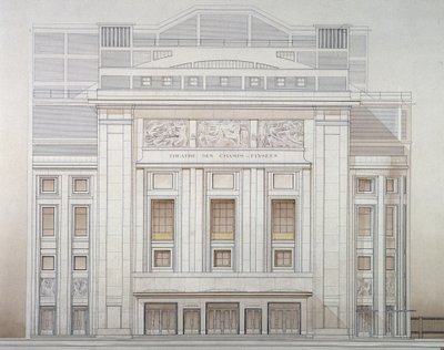 Teatro de los Campos Elíseos: fachada - proyecto de Perret de Auguste Perret