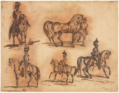 Cinco estudios ecuestres: jinetes de Auguste Raffet