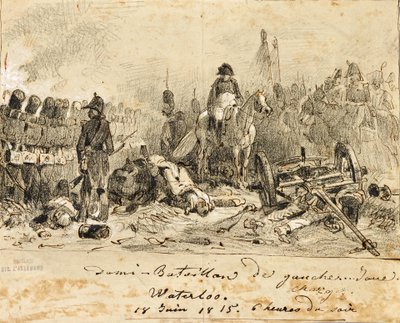 Napoleón en la batalla de Waterloo de Auguste Raffet