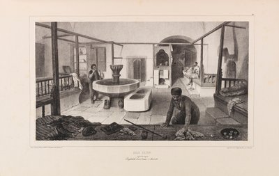 Baño Tártaro, Sala de Descanso. De Voyage dans la Russie por Anatole de Demidoff, 1837 de Auguste Raffet