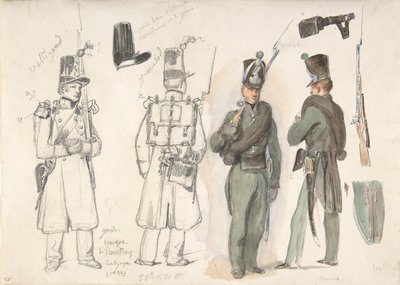Uniformes de la guardia civil en Courtray, Bélgica de Auguste Raffet
