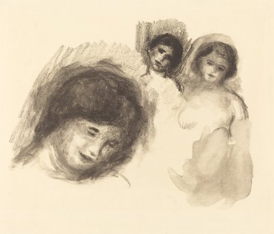 Piedra con tres bocetos de Auguste Renoir