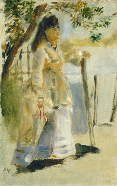 Mujer junto a una Cerca de Auguste Renoir