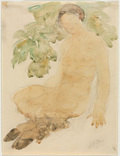 Faunesse, c.1905 (acuarela sobre grafito) de Auguste Rodin