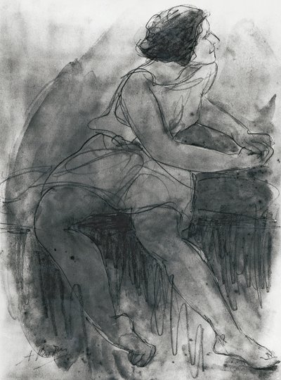 Isadora Duncan (1878-1927) (lápiz y lavado sobre papel) de Auguste Rodin