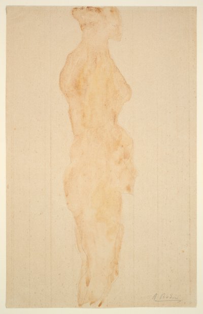 Desnudo de pie, vista lateral de Auguste Rodin