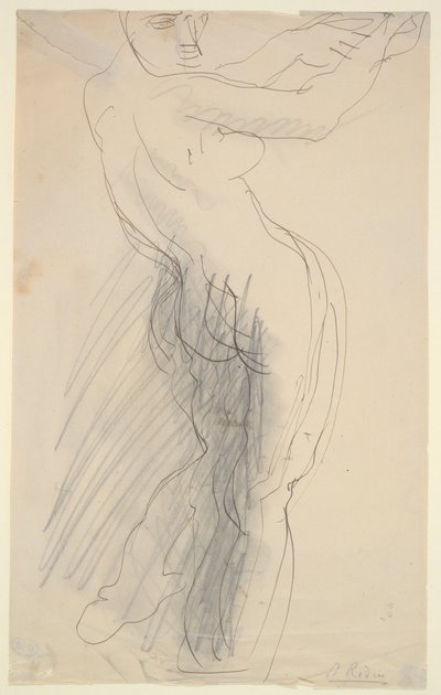 Desnudo femenino de pie, brazos levantados de Auguste Rodin