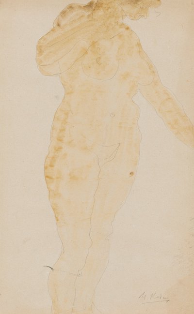 Desnudo femenino de pie, brazo izquierdo extendido de Auguste Rodin