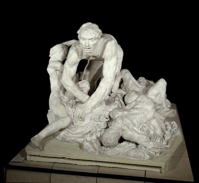 Ugolin (Conde Ugolino della Gherardesca), tirano de Pisa, y traidor a la patria, rodeado por sus cuatro hijos. Personaje evocado en el Infierno en "La Divina Comedia" de Dante Alighieri (1265-1321). Escultura de Auguste Rodin de Auguste Rodin