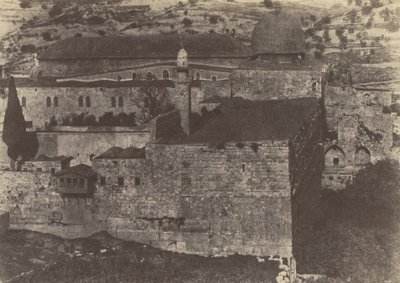 Jerusalén. Muro del Templo. Mezquita de El-Aksa, esquina suroeste. de Auguste Salzmann