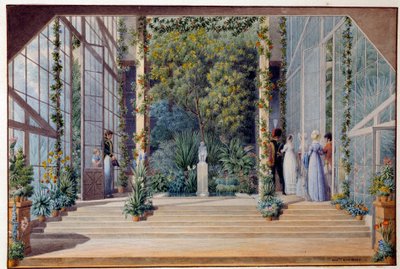 Visita al invernadero cálido del castillo de Malmaison (acuarela, 1823) de Auguste Simon Garneray