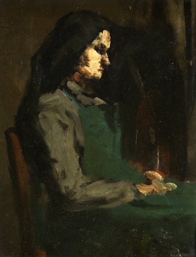 Mujer con un Delantal Verde de Auguste Theodule Ribot