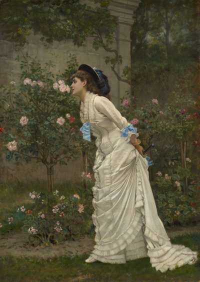 Mujer y rosas, 1879 de Auguste Toulmouche