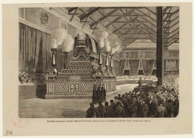 Últimos honores a Giacomo Meyerbeer en París, en la Estación del Norte el 6 de mayo de 1864, ca 1864 de Auguste Victor Deroy