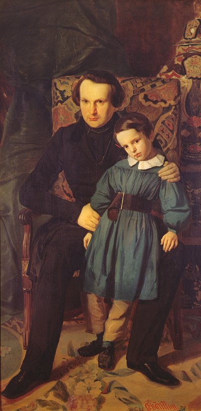 Victor Hugo (1802-85) y su hijo, Francois-Victor, 1836 de Auguste de Chatillon