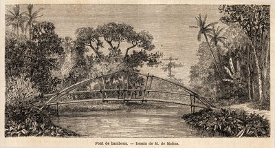 Un puente de bambú en la jungla cerca del Monte Salak de Auguste de Molins