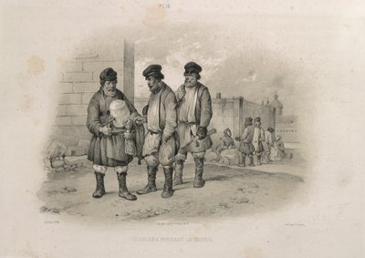 Constructores bebiendo Sbiten De: La construcción de la Catedral de San Isaac, 1845 de Auguste de Montferrand