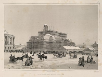 Trabajo de construcción ca 1838 De: La construcción de la Catedral de San Isaac, 1845 de Auguste de Montferrand