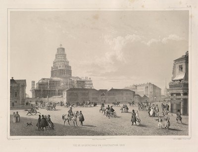 Trabajos de construcción en 1838 De: La construcción de la Catedral de San Isaac, 1845 de Auguste de Montferrand