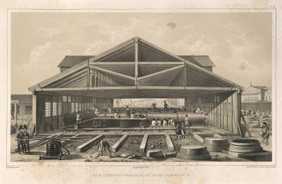 Taller de canteros. De: La construcción de la Catedral de San Isaac, 1845 de Auguste de Montferrand
