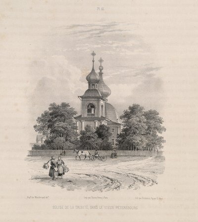 La Iglesia de la Trinidad en San Petersburgo De: La construcción de la Catedral de San Isaac, 1845 de Auguste de Montferrand