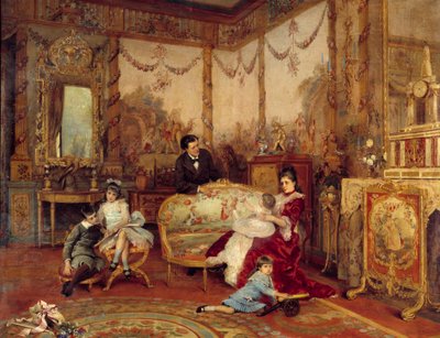 Victorien Sardou (1831 - 1908), dramaturgo, y sus hijos de Auguste de la Brely