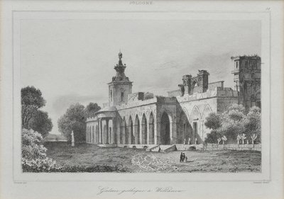 Vista de la Galería Gótica en el Palacio Wilanów, 1840 de Augustin François Lemaiand#770tre
