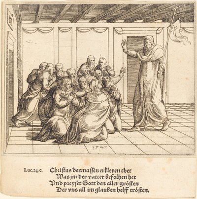 Cristo aparece a los apóstoles, 1547 de Augustin Hirschvogel