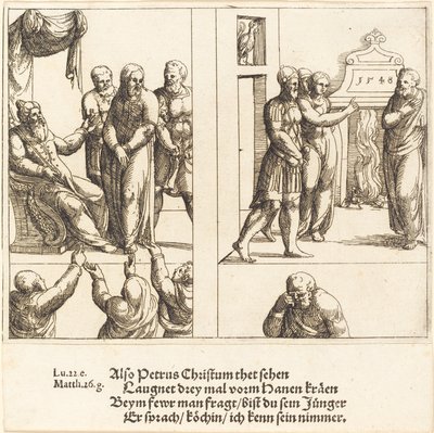 Cristo ante Caifás y Pedro negando a Cristo de Augustin Hirschvogel