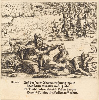 Creación de Eva, 1547 de Augustin Hirschvogel