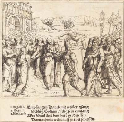 David es bienvenido después de matar a Goliat, y los celos de Saúl de Augustin Hirschvogel