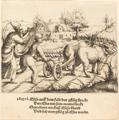 Elías unge a Eliseo de Augustin Hirschvogel